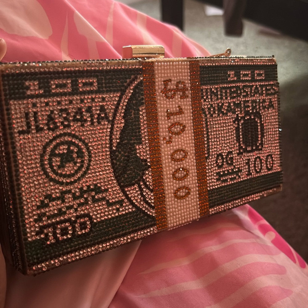 Crystal Embellished Money Clutch